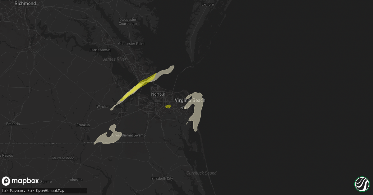 Hail map in Virginia Beach, VA on April 26, 2019