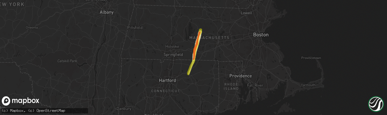 Hail map in Wales, MA on April 26, 2019