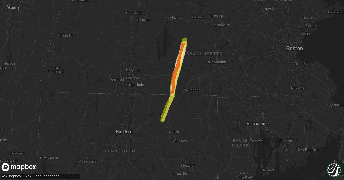 Hail map in Wales, MA on April 26, 2019
