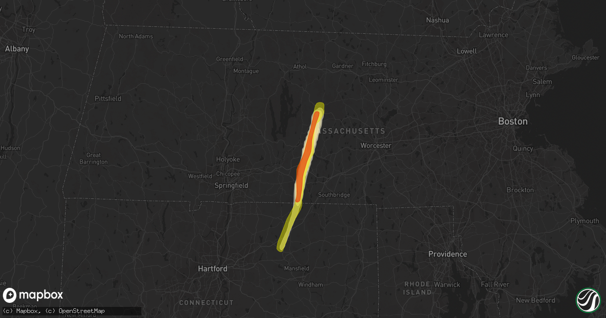 Hail map in Warren, MA on April 26, 2019