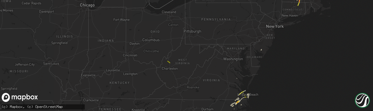 Hail map in West Virginia on April 26, 2019