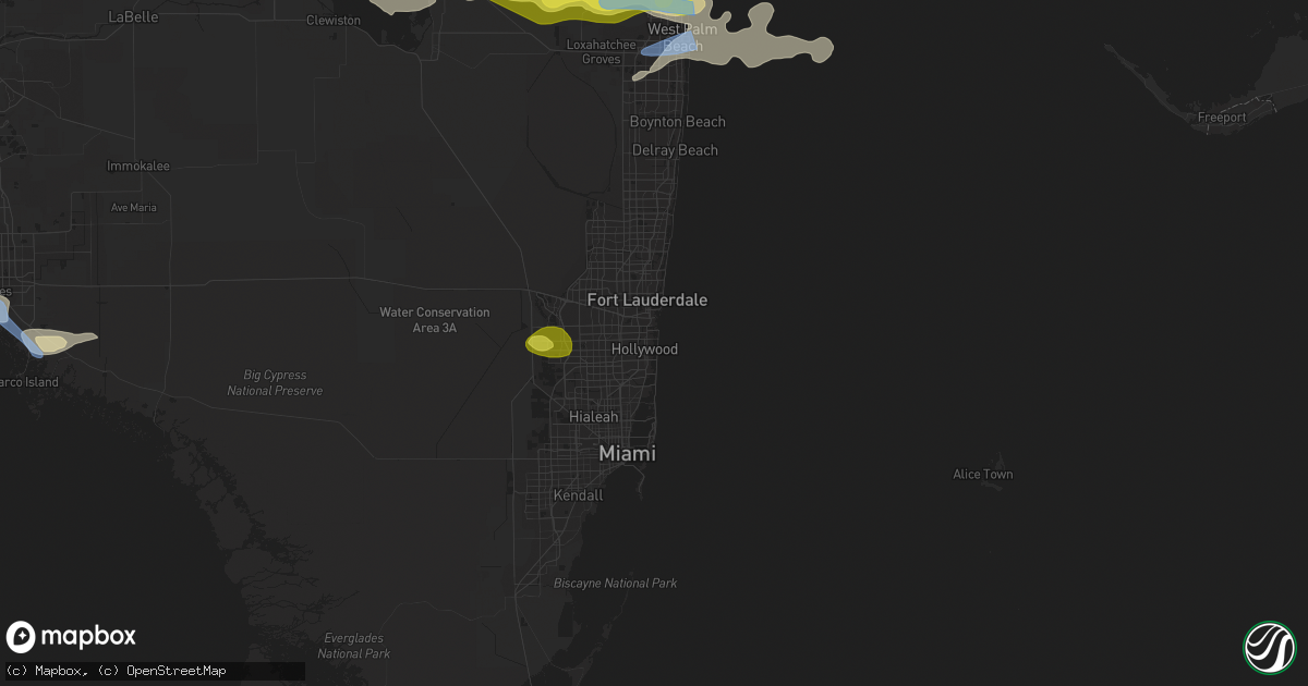 Hail map in Hollywood, FL on April 26, 2020