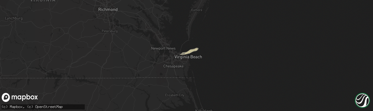 Hail map in Virginia Beach, VA on April 26, 2020