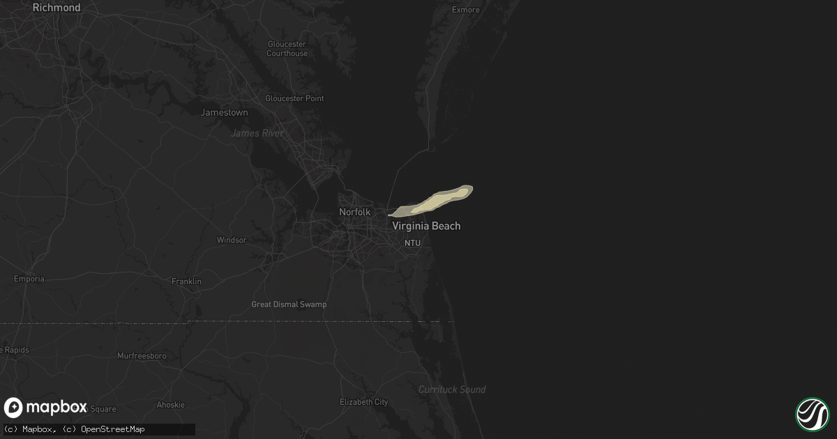 Hail map in Virginia Beach, VA on April 26, 2020