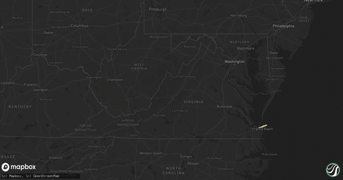 Hail map in Virginia on April 26, 2020