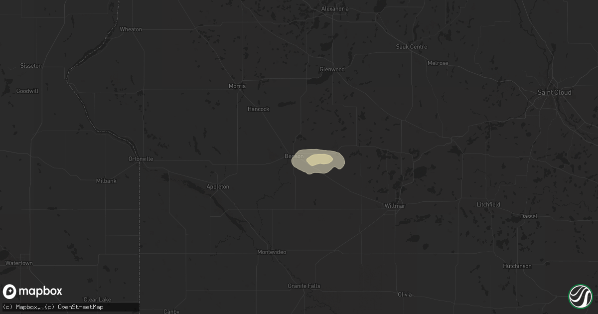 Hail map in Benson, MN on April 26, 2021