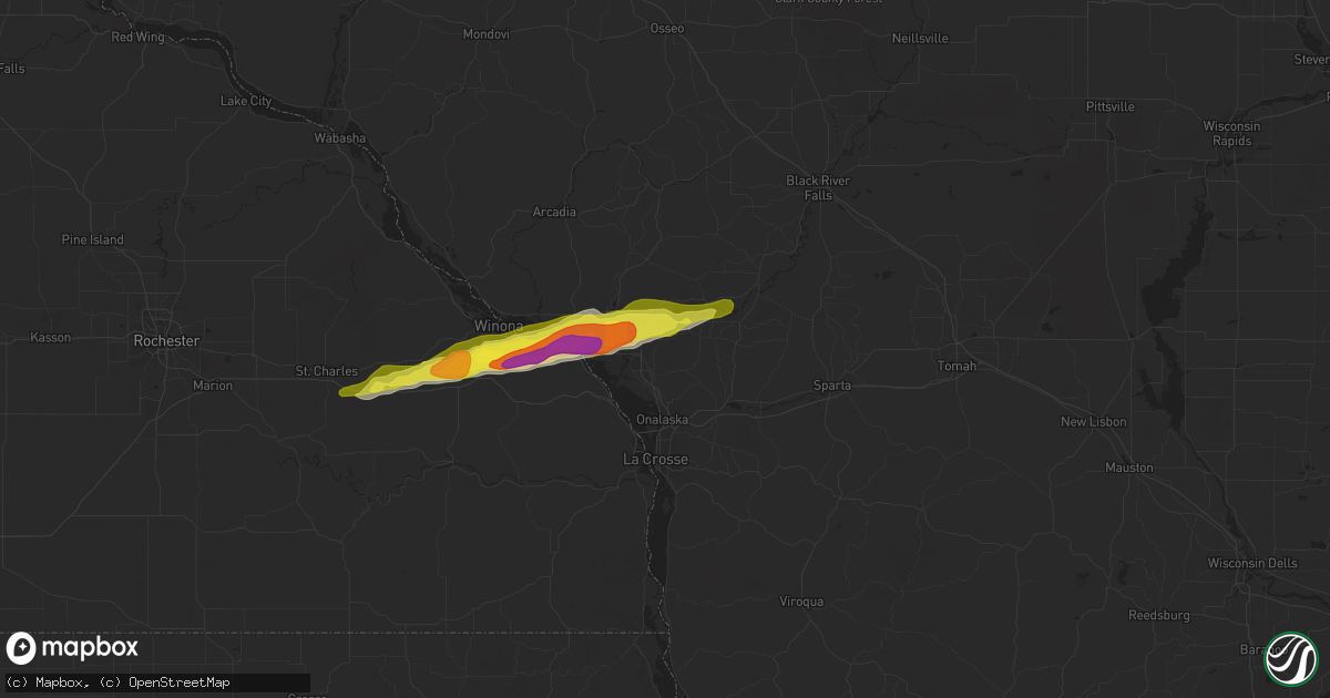Hail map in Holmen, WI on April 26, 2021