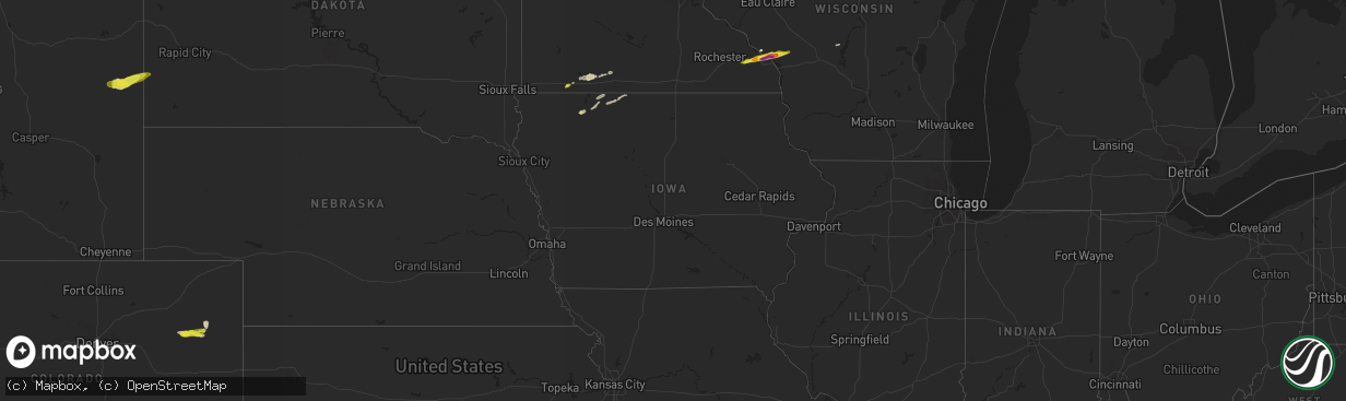 Hail map in Iowa on April 26, 2021