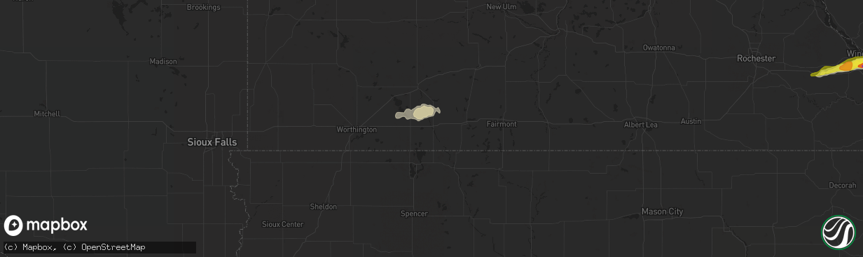 Hail map in Jackson, MN on April 26, 2021