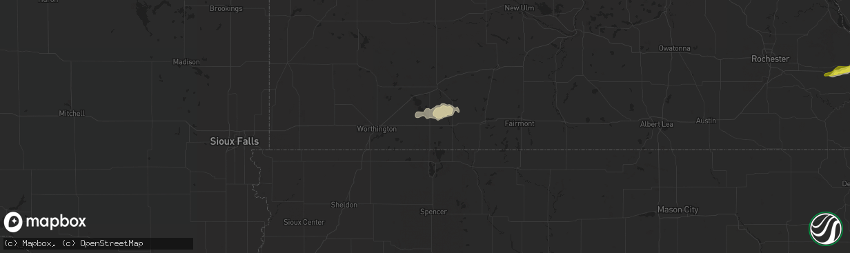 Hail map in Lakefield, MN on April 26, 2021