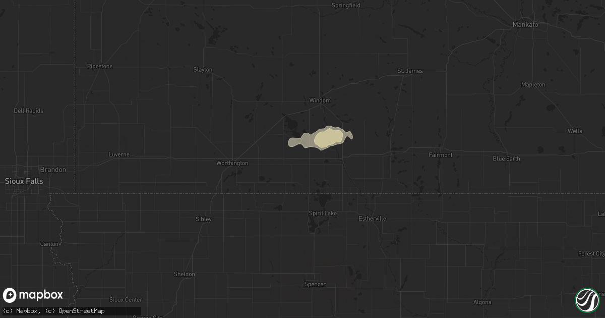 Hail map in Lakefield, MN on April 26, 2021