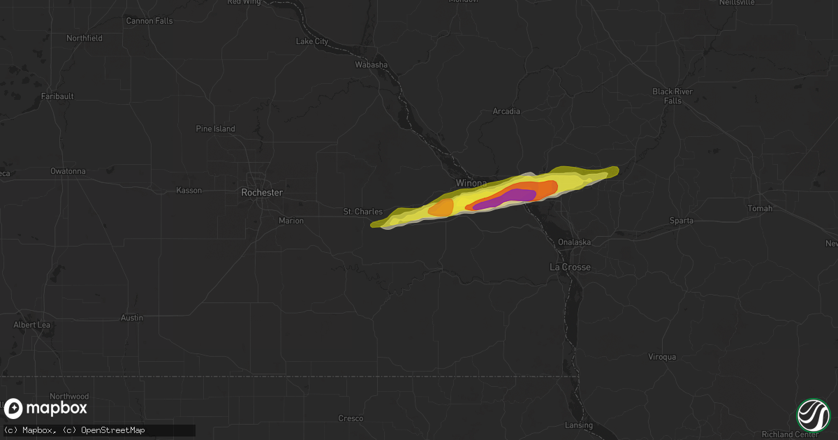Hail map in Lewiston, MN on April 26, 2021