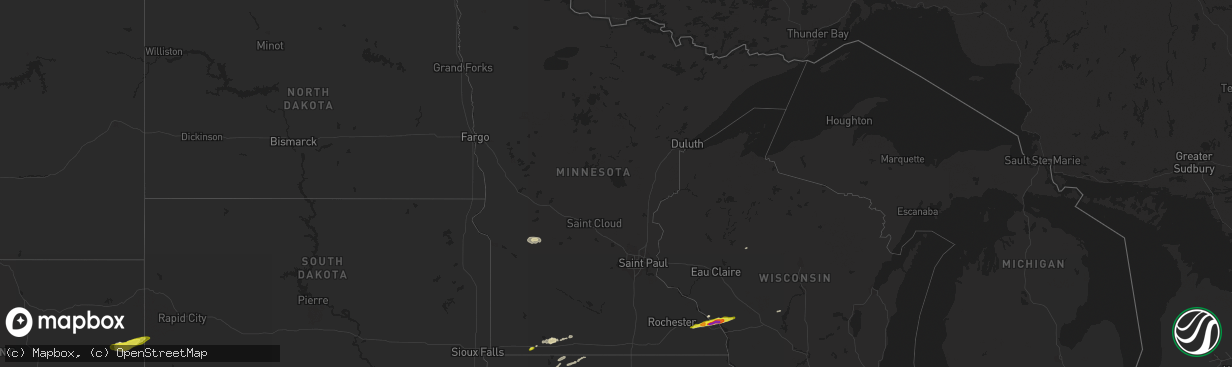 Hail map in Minnesota on April 26, 2021