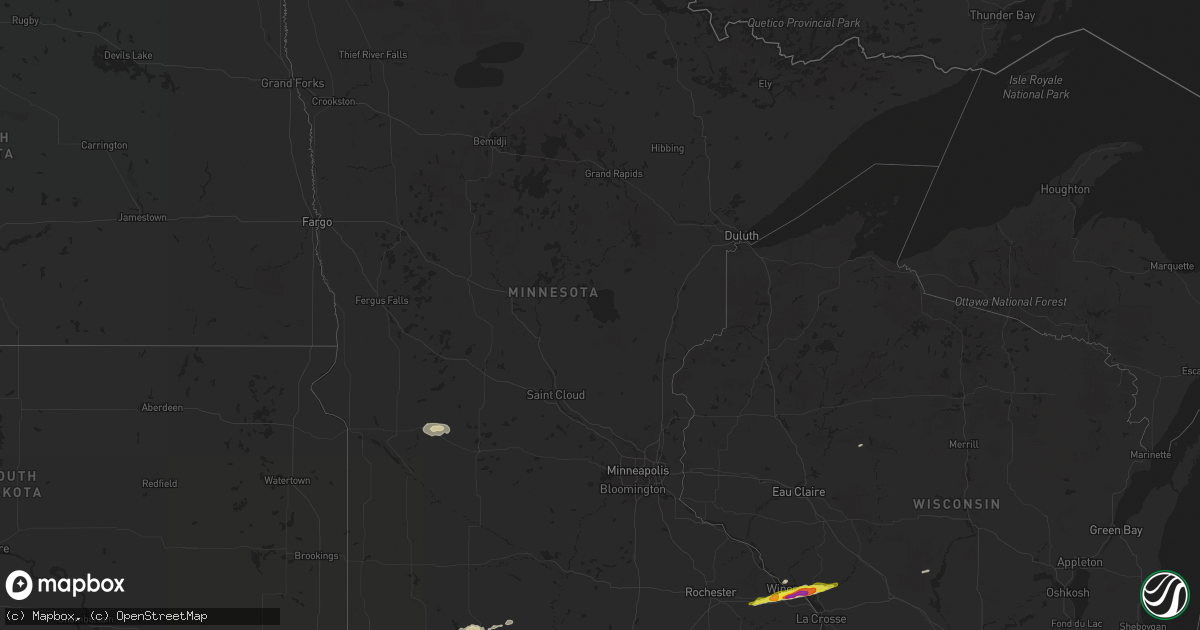 Hail map in Minnesota on April 26, 2021