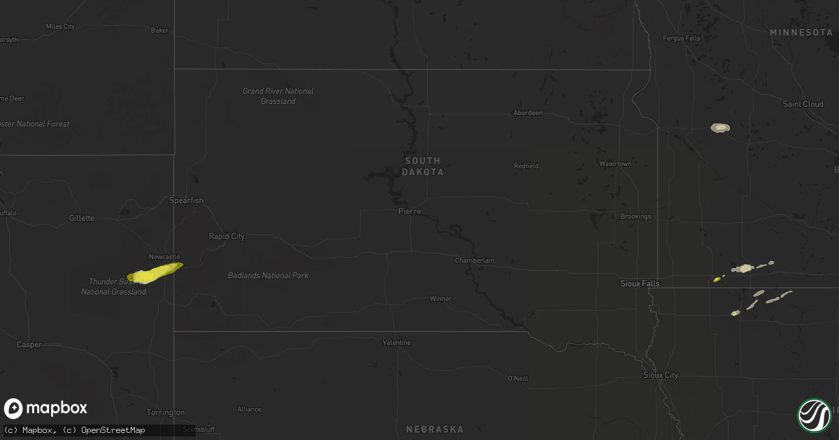 Hail map in South Dakota on April 26, 2021