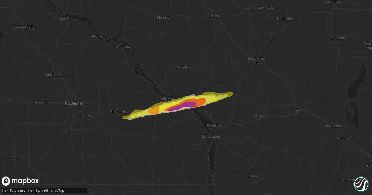 Hail map in Trempealeau, WI on April 26, 2021