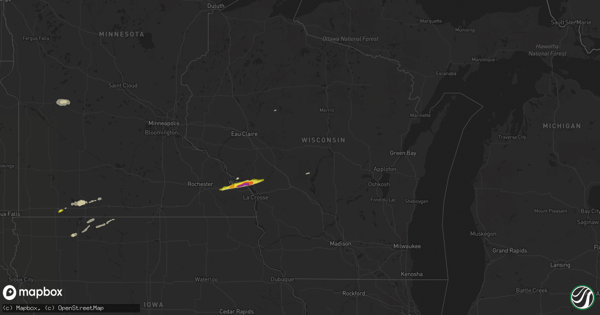 Hail map in Wisconsin on April 26, 2021