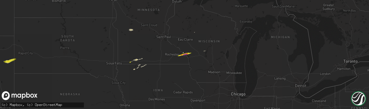 Hail map on April 26, 2021