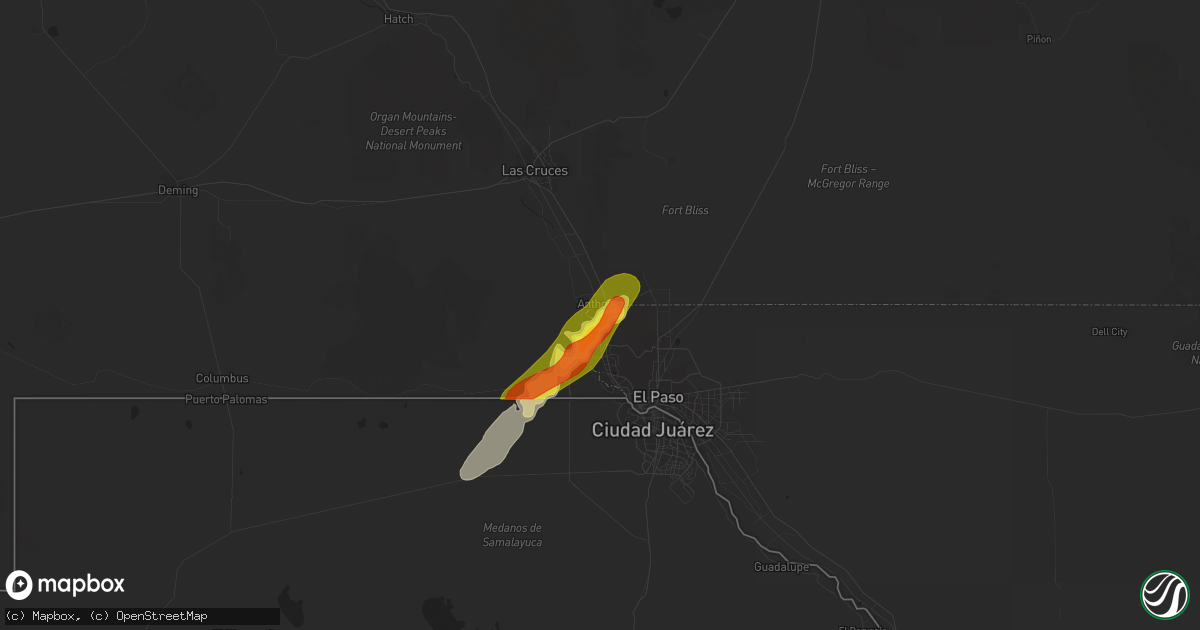 Hail map in Anthony, TX on April 26, 2022