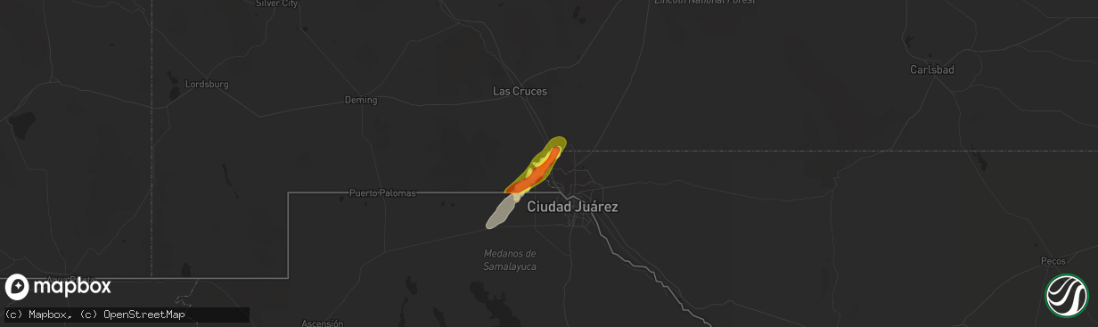 Hail map in Canutillo, TX on April 26, 2022