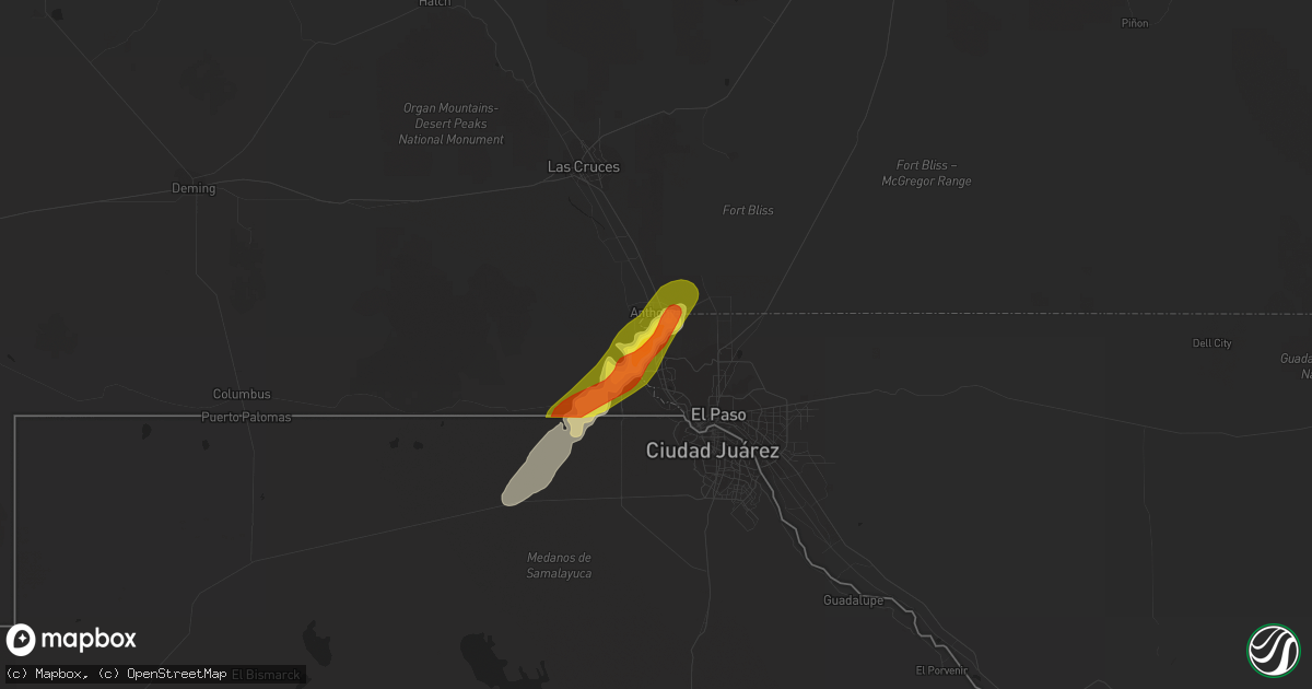 Hail map in Canutillo, TX on April 26, 2022