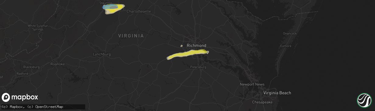 Hail map in Chesterfield, VA on April 26, 2022