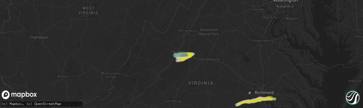 Hail map in Fishersville, VA on April 26, 2022