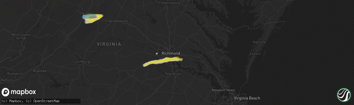 Hail map in Henrico, VA on April 26, 2022