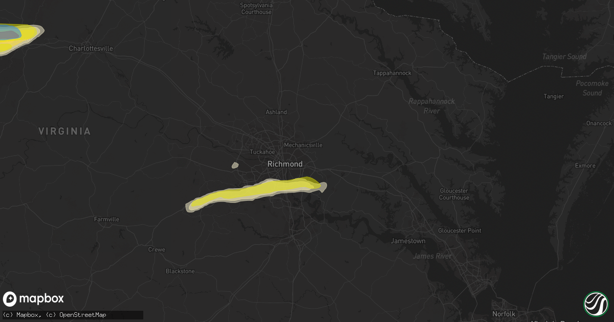 Hail map in Henrico, VA on April 26, 2022