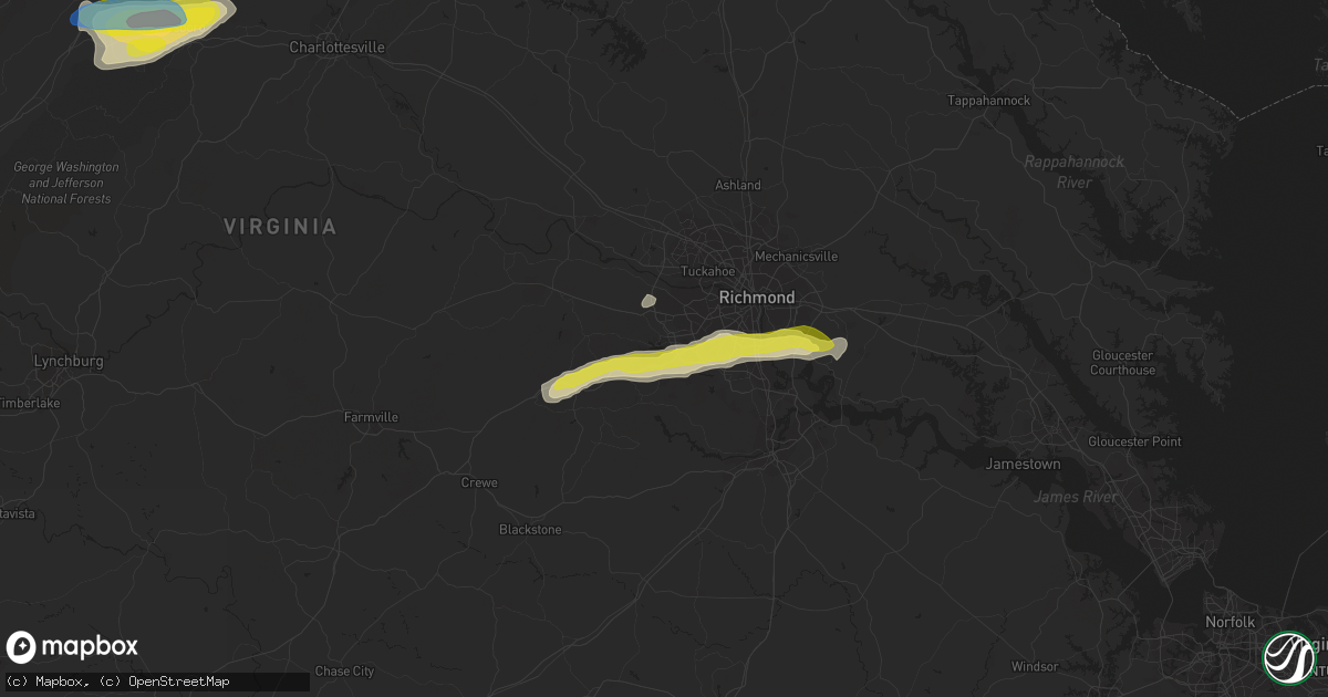 Hail map in Midlothian, VA on April 26, 2022