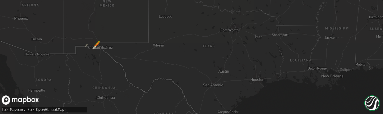 Hail map in Texas on April 26, 2022