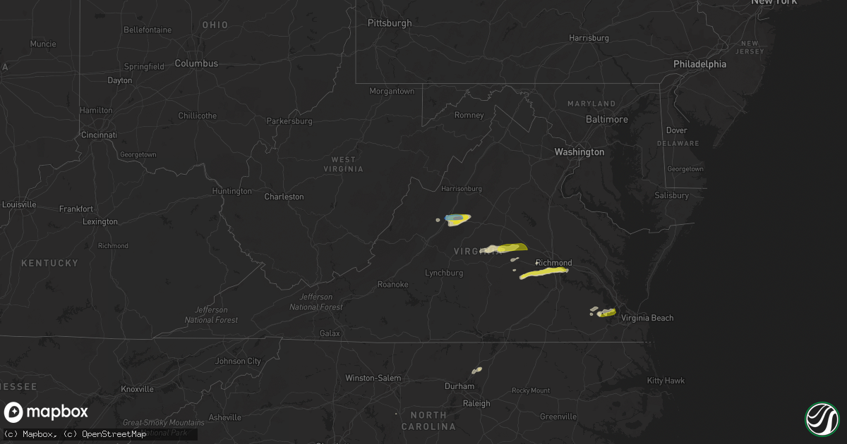 Hail map in Virginia on April 26, 2022