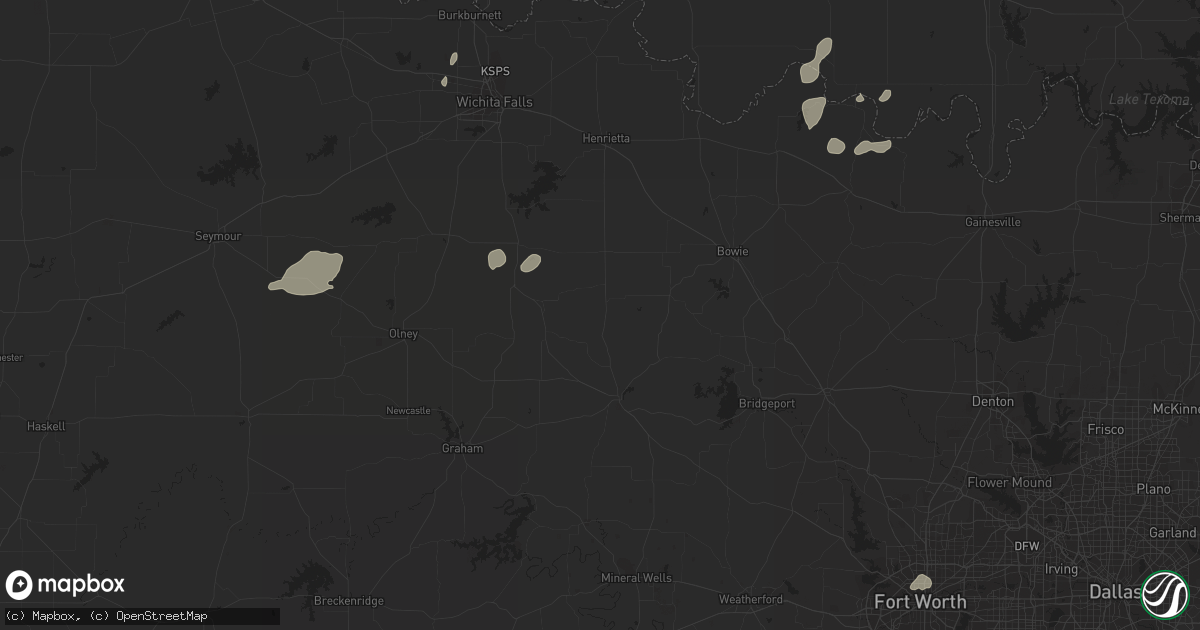 Hail map in Burneyville, OK on April 26, 2023