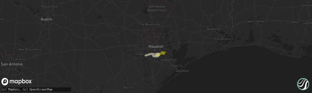 Hail map in Houston, TX on April 26, 2023