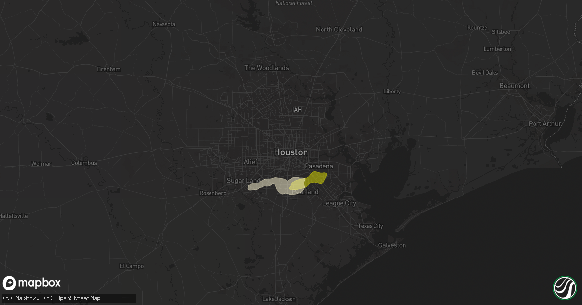 Hail map in Houston, TX on April 26, 2023