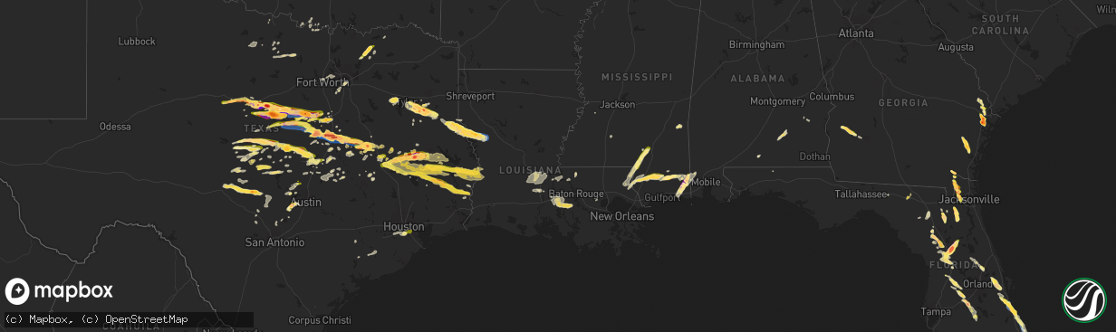 Hail map in Louisiana on April 26, 2023