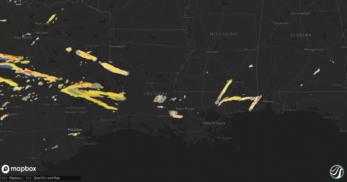 Hail map in Louisiana on April 26, 2023