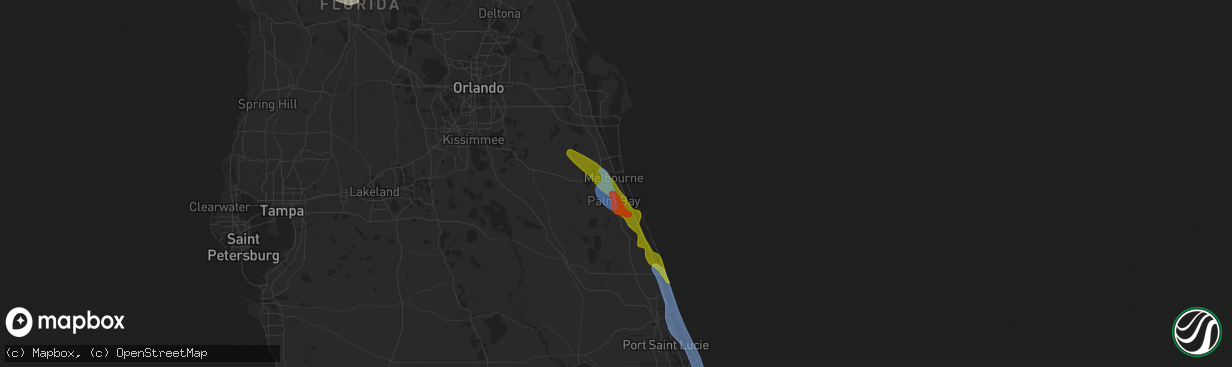 Hail map in Melbourne, FL on April 26, 2023