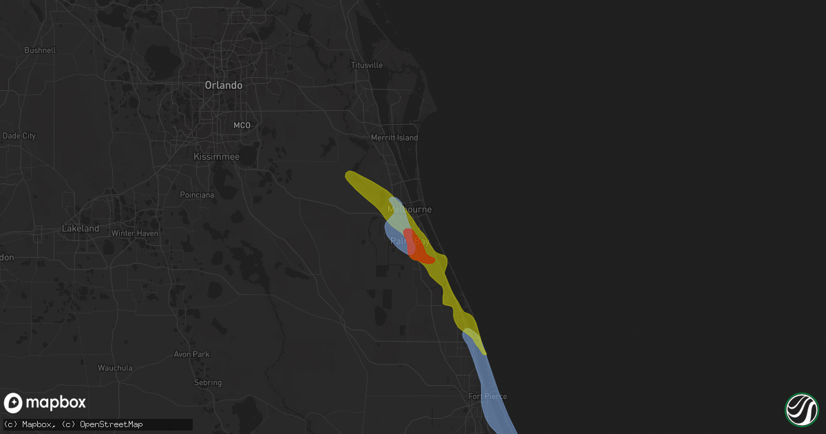 Hail map in Melbourne, FL on April 26, 2023