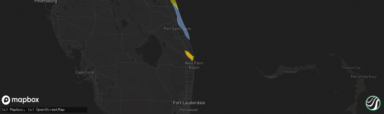 Hail map in Palm Beach Gardens, FL on April 26, 2023