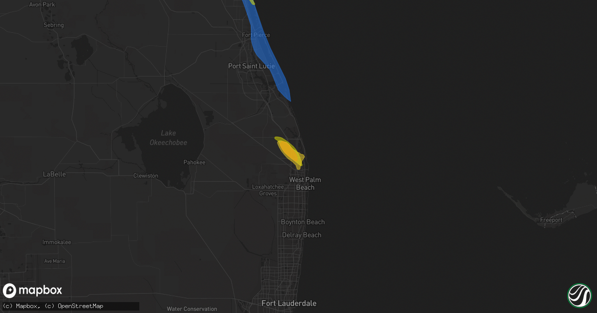 Hail map in Palm Beach Gardens, FL on April 26, 2023