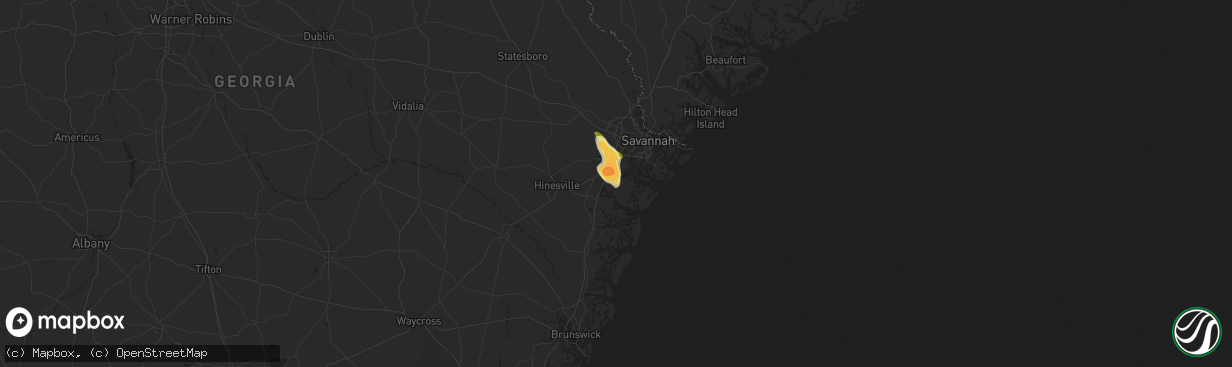 Hail map in Richmond Hill, GA on April 26, 2023