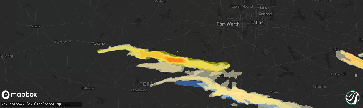 Hail map in Stephenville, TX on April 26, 2023