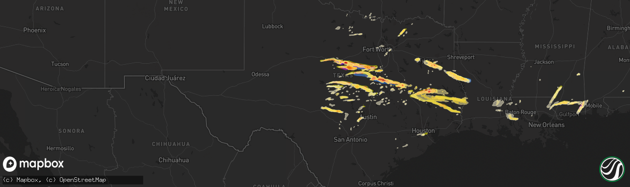 Hail map in Texas on April 26, 2023