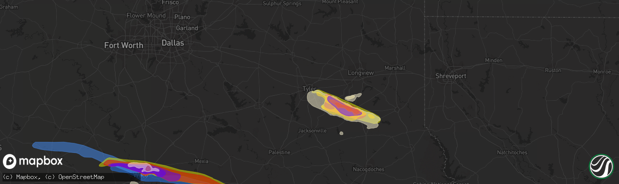 Hail map in Tyler, TX on April 26, 2023