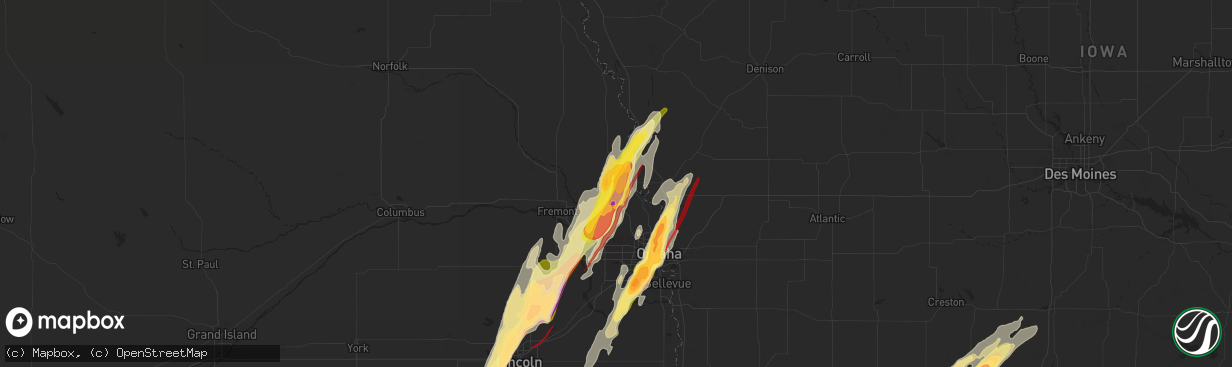 Hail map in Blair, NE on April 26, 2024