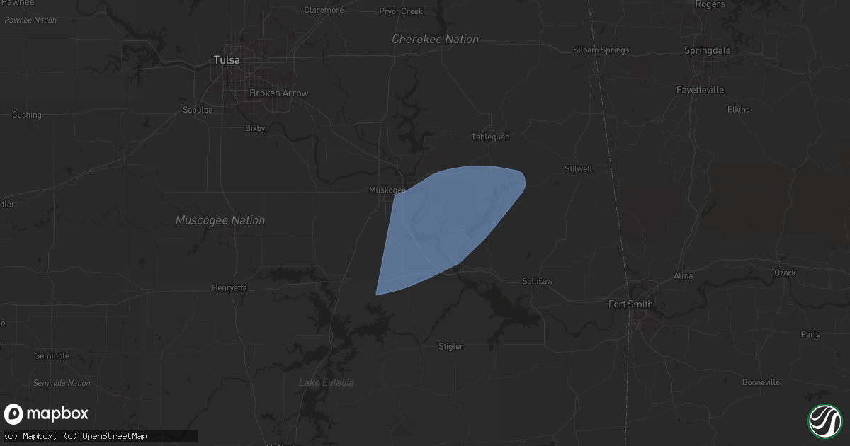Hail map in Braggs, OK on April 26, 2024