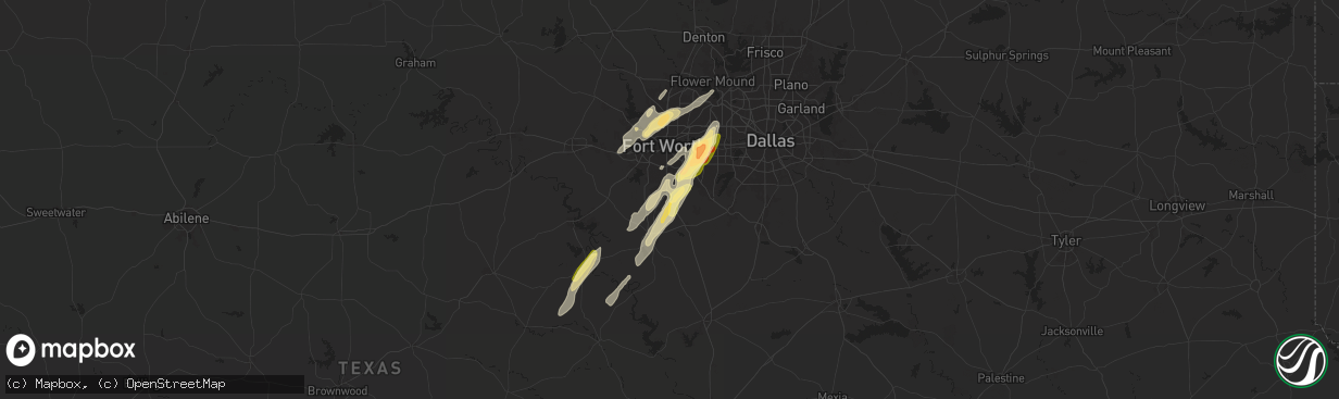 Hail map in Burleson, TX on April 26, 2024