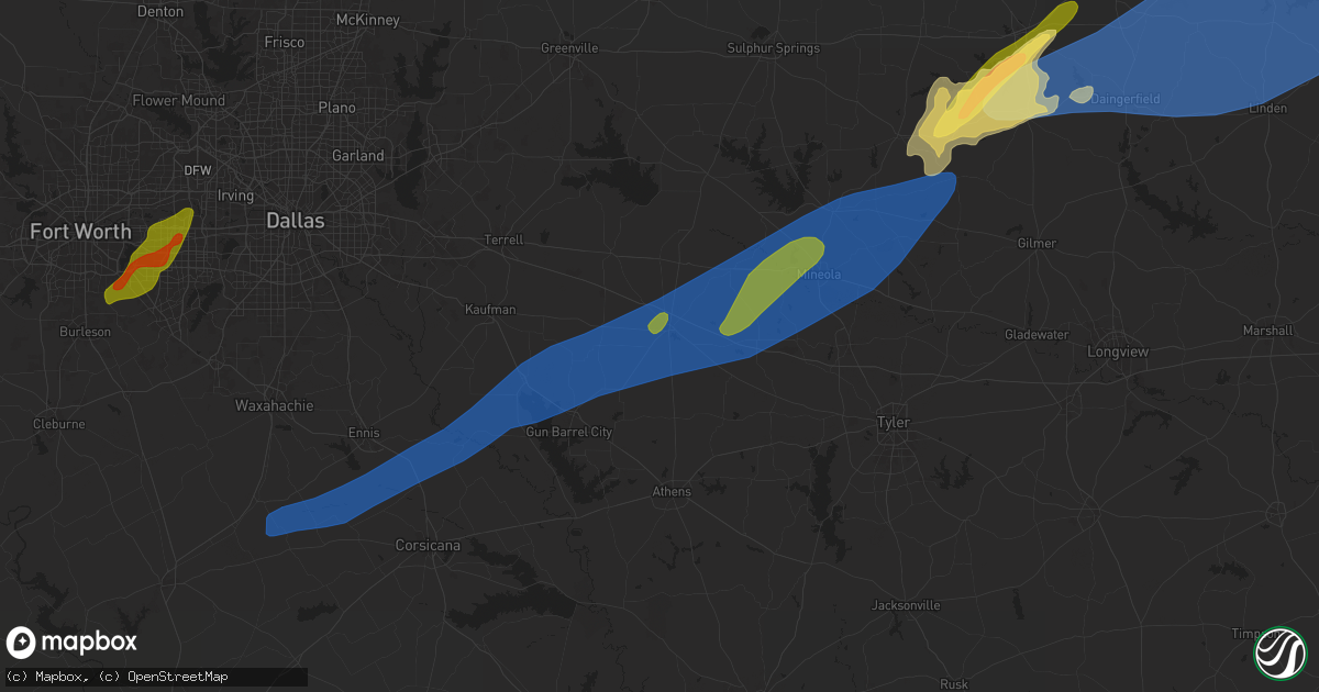 Hail map in Canton, TX on April 26, 2024