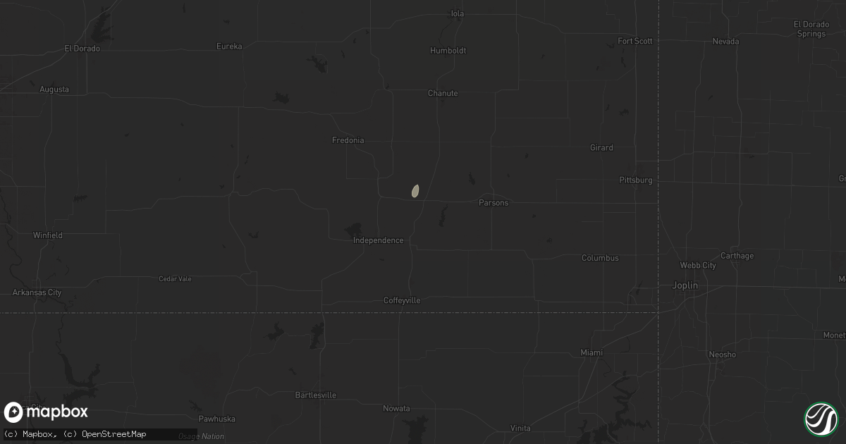 Hail map in Cherryvale, KS on April 26, 2024